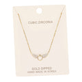 Gold Dipped Cubic Zirconia Wings Pendant Necklace