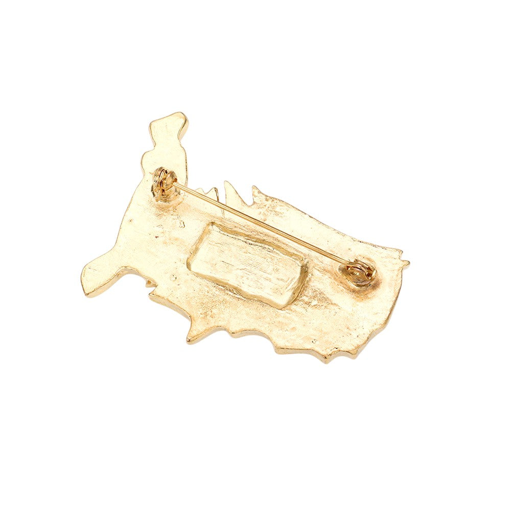 Enamel American USA Flag United State Map Pin Brooch