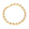 Fashionable Stone Embellished Metal Heart Evening Bracelet