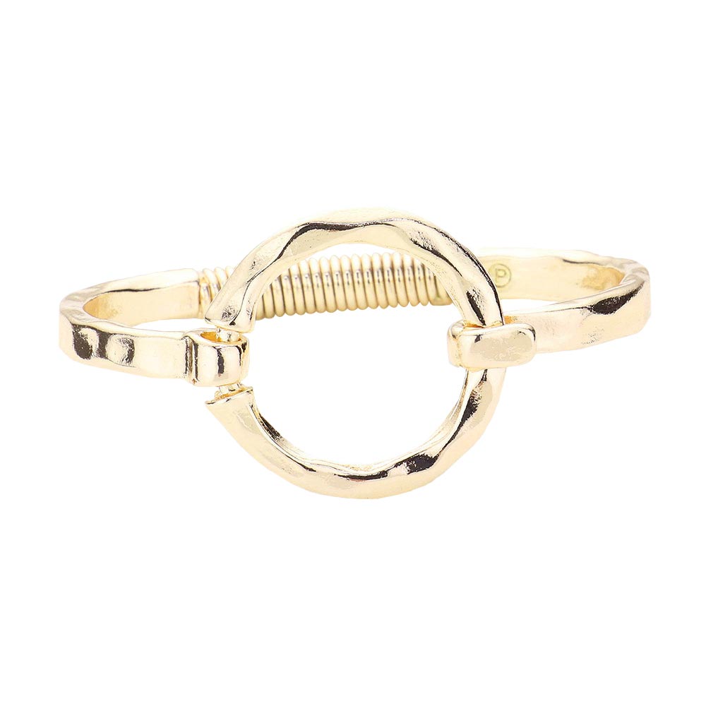 Hammered Open Metal Circle Hook Bracelet