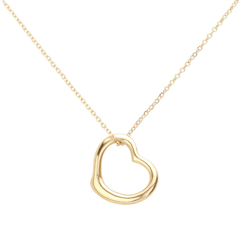Metal Heart Cut out Pendant Necklace