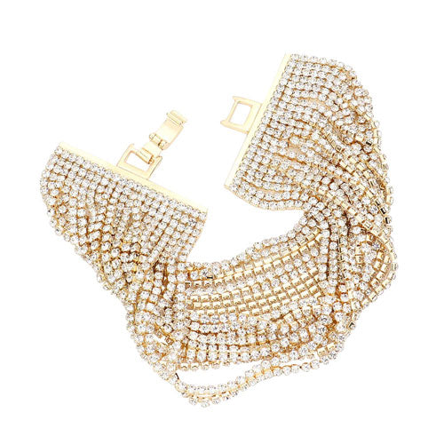 Multi Layered Rhinestone Evening Bracelet