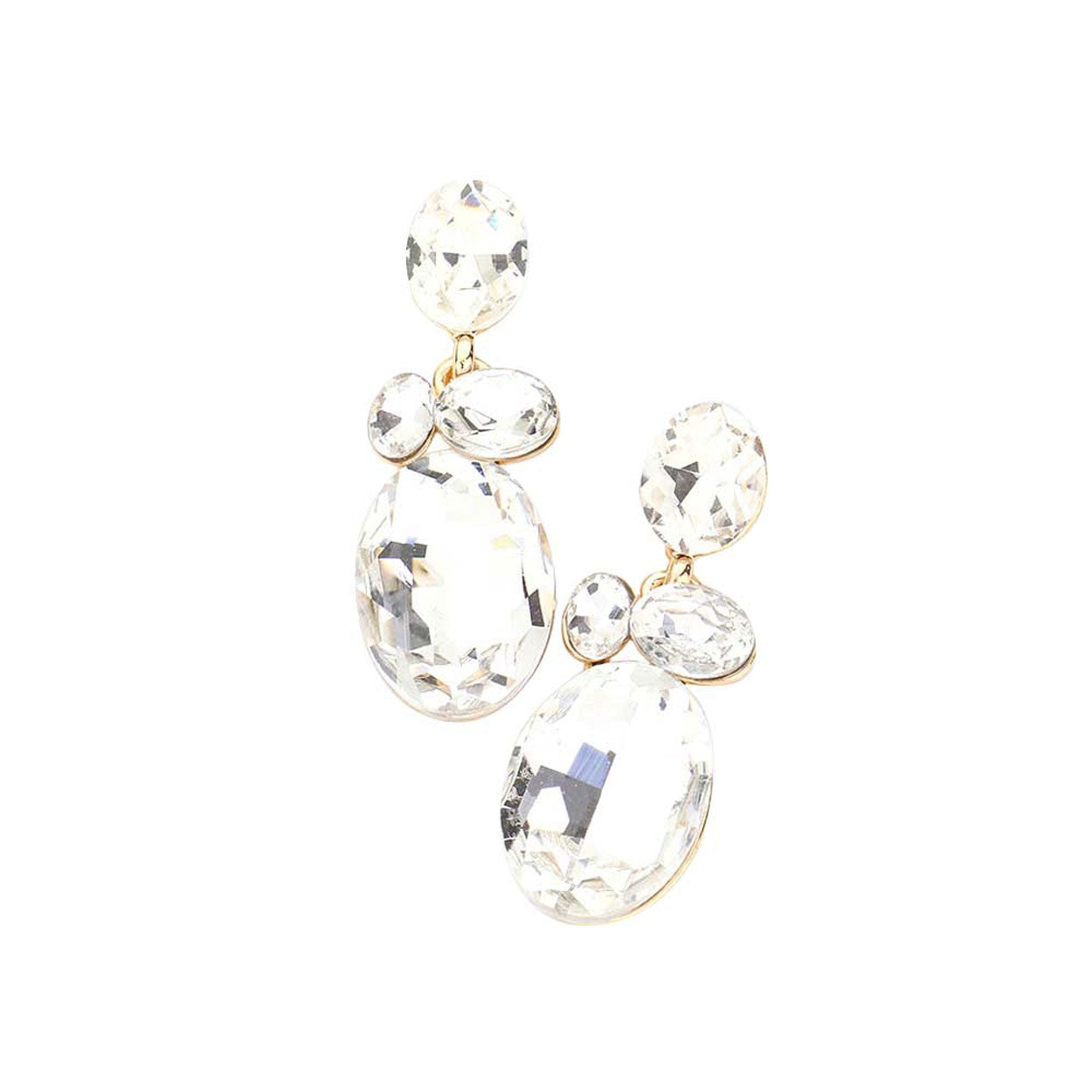 Oval Stone Link Dangle Evening Earrings