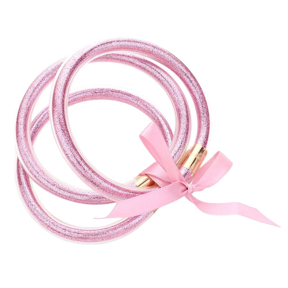 3PCS Glitter Jelly Tube Bangle Bracelet