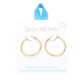Stainless Steel 1.2 Inch Metal Hoop Pin Catch Earrings