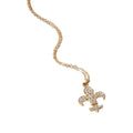 Stone Paved Fleur de Lis Pendant Necklace