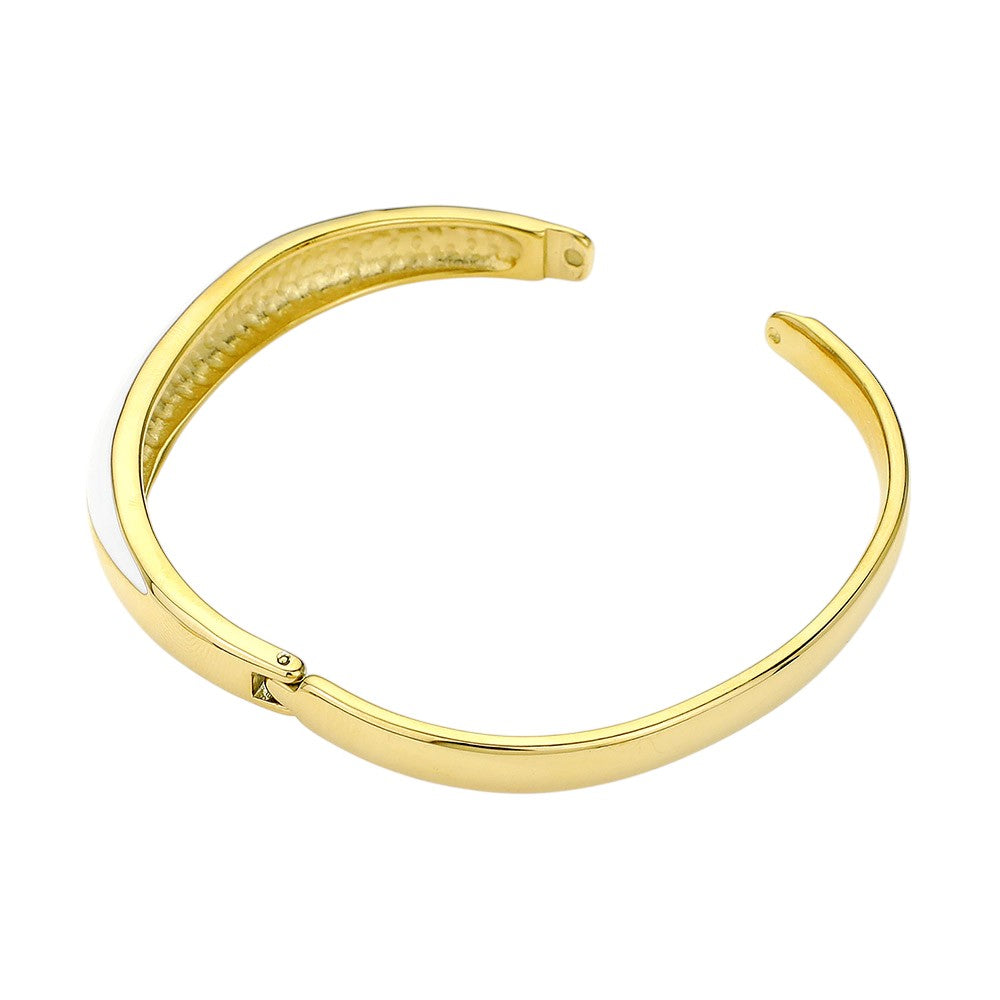Stainless Steel Enamel Hinged Bangle Bracelet