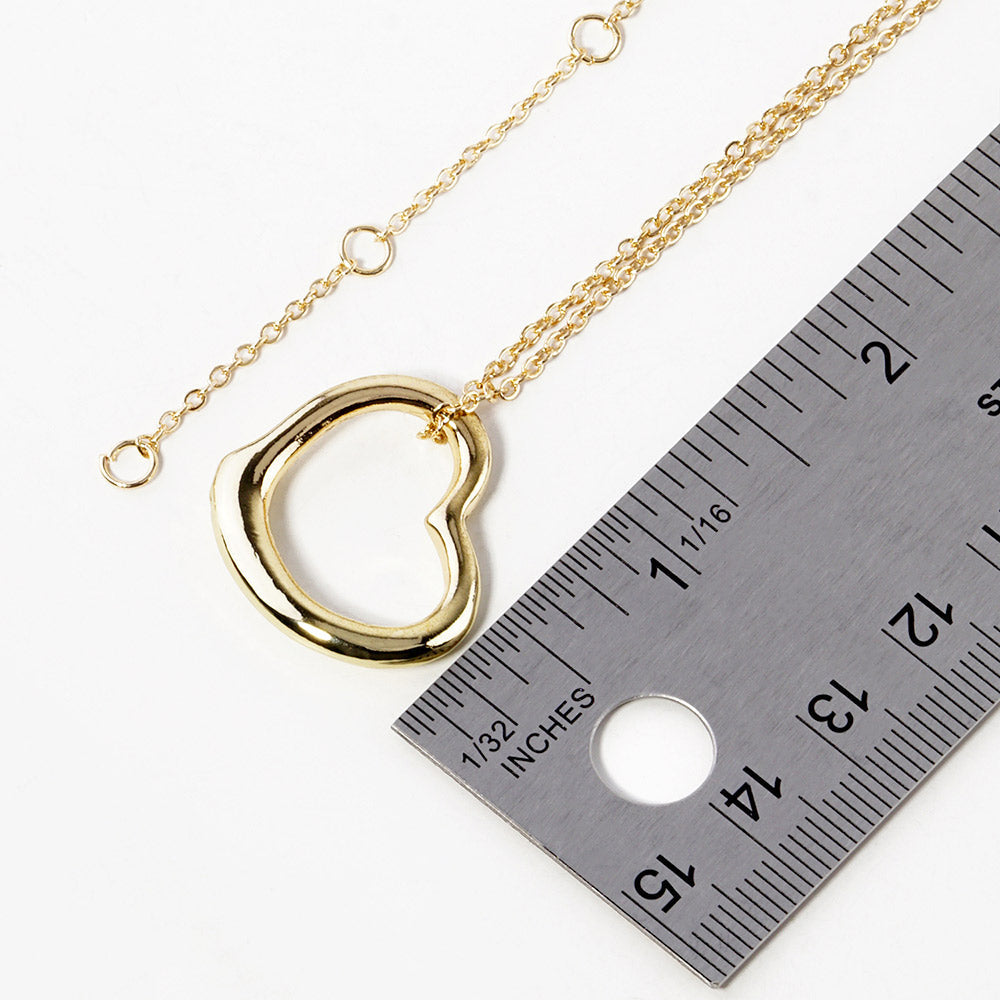 Metal Heart Cut out Pendant Necklace