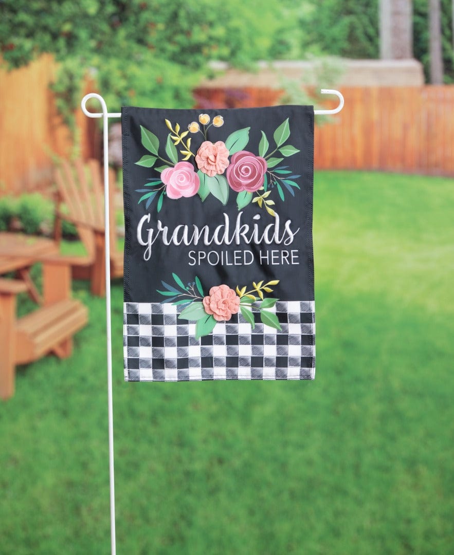 Grandkids Spoiled Here Applique Garden Flag 2 Sided