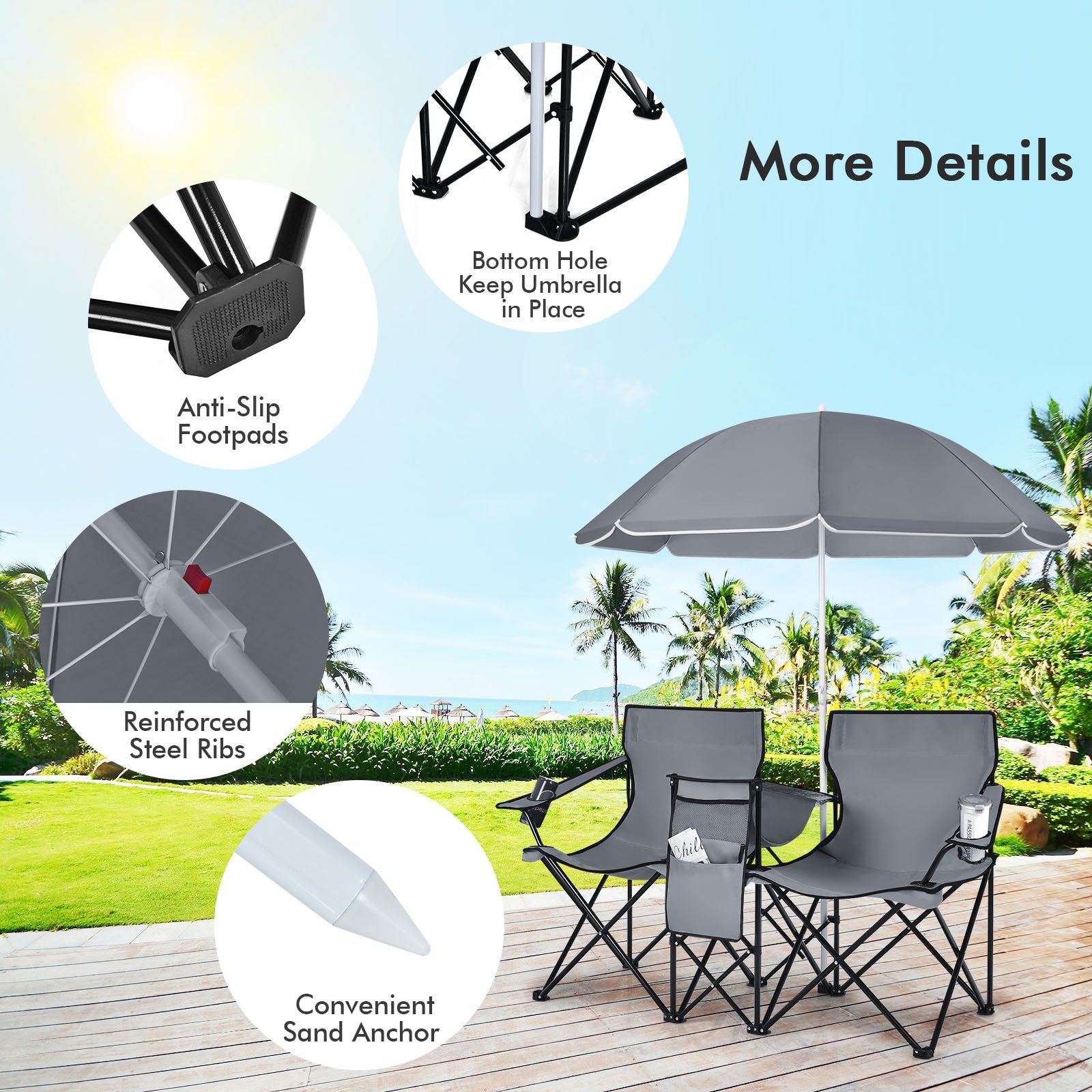 Portable Folding Picnic Double Chair