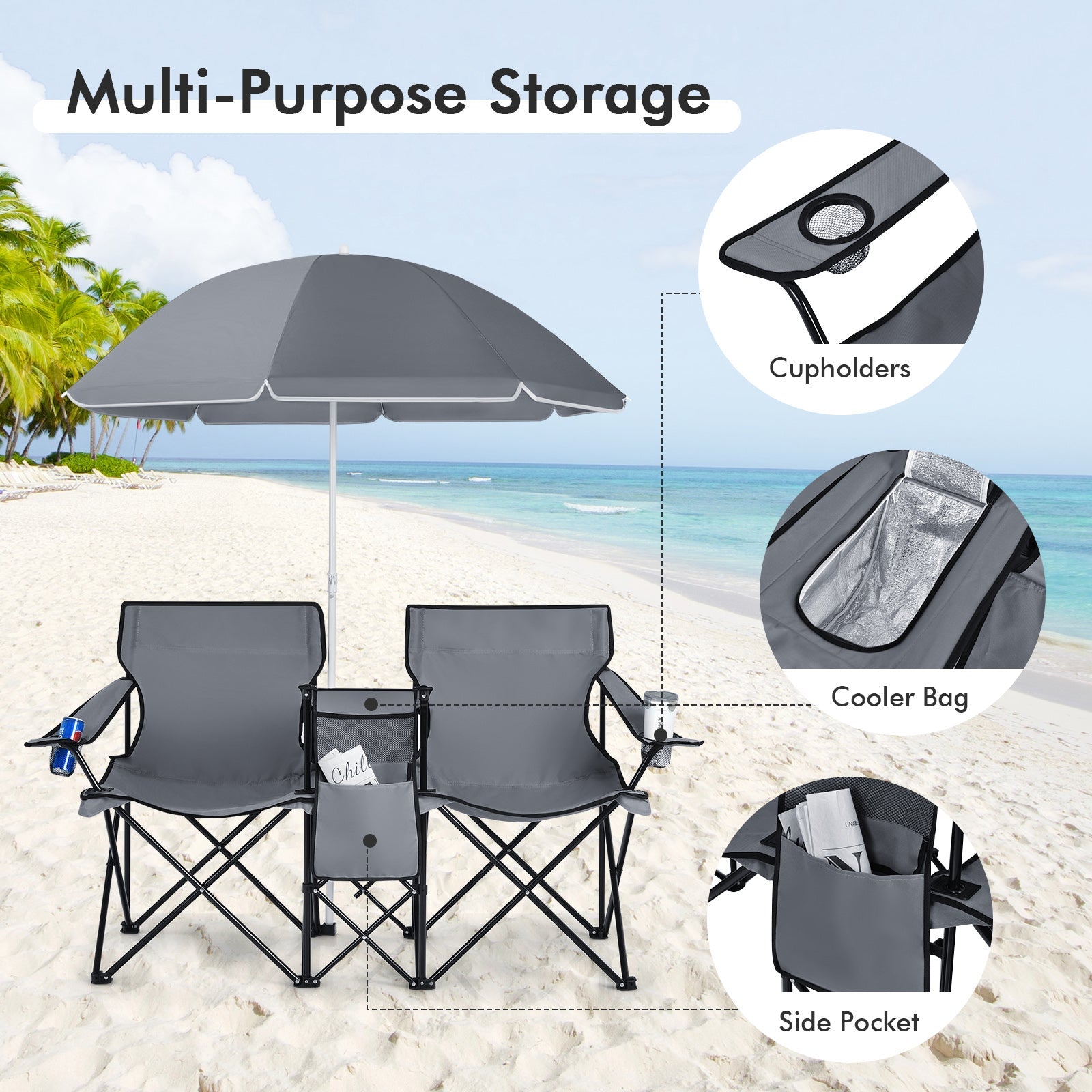 Portable Folding Picnic Double Chair