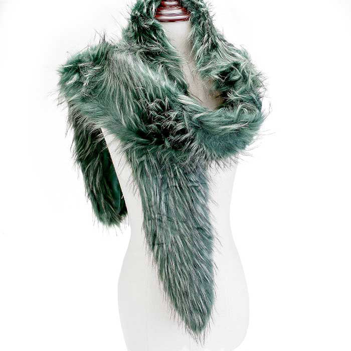 Long Faux Furry Layover Scarf