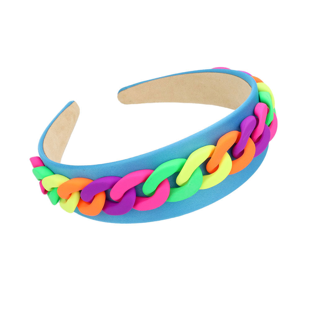 Multi Colored Chain Accented Fabric Headband
