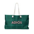 Adios Green Plaid Weekender Bag Tote,  Traveler Gift