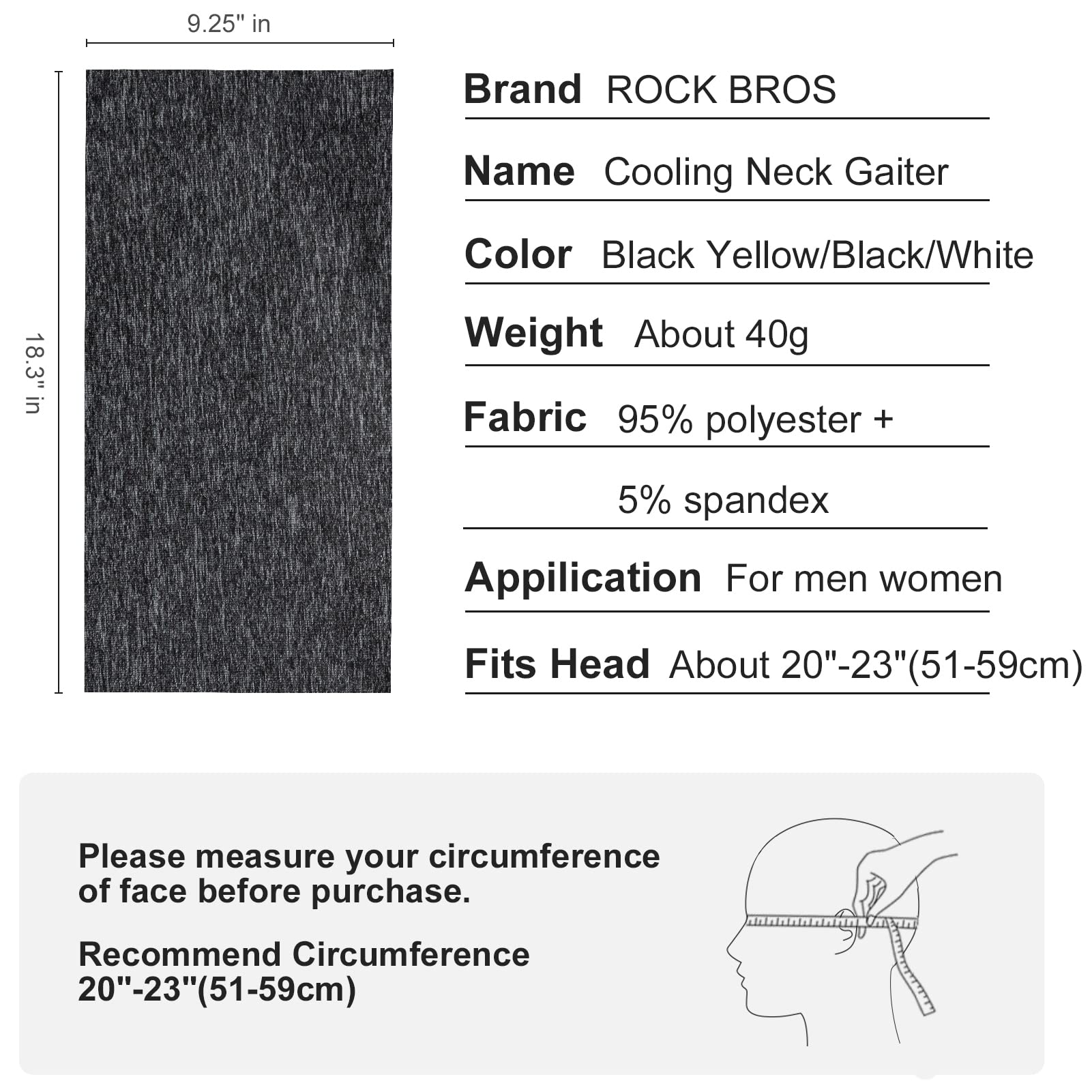 ROCKBROS Cooling Neck Gaiter Face Mask Fishing Scarf Face Cover for Men Women
