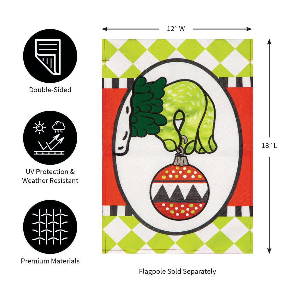 Grinch Ornament Christmas Garden Flag 2 Sided