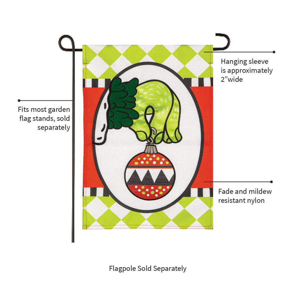 Grinch Ornament Christmas Garden Flag 2 Sided