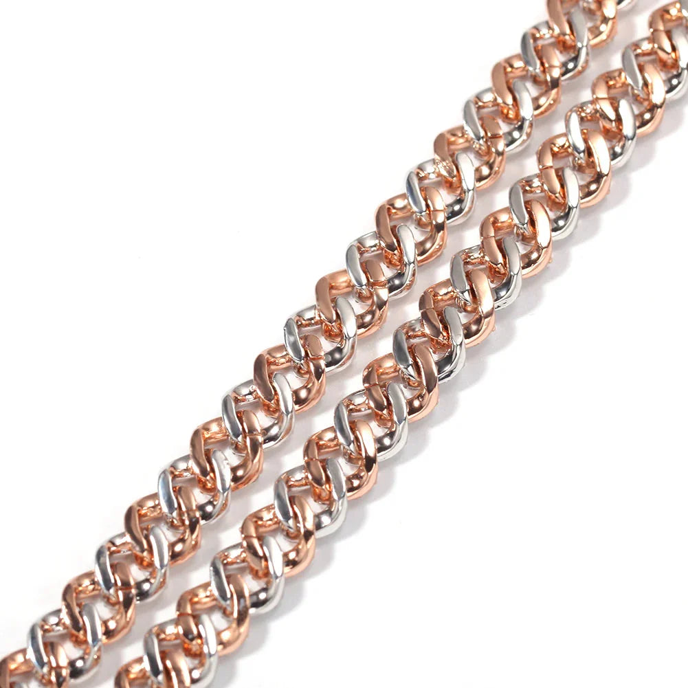 Iced Out Rose Gold Silver Color Cuban Bracelets