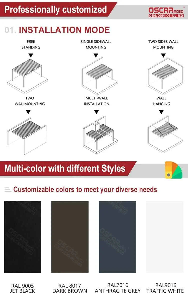 Garden Gazebo Pergola Patio Canopy Greenhouse Pavilion Carports Covers Aluminum Powder Coated for Villa Swimming Pool pergola