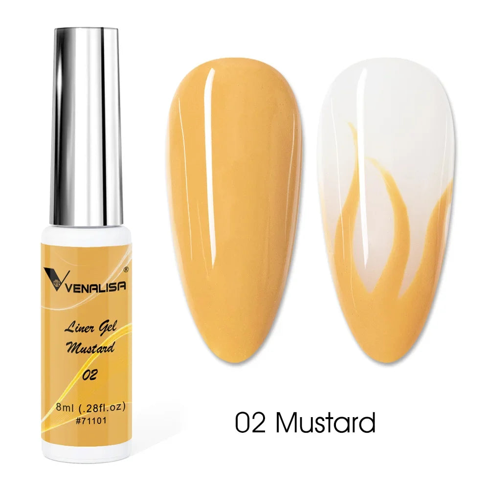 Venalisa Liner Gel 8ml French Nail Gel Polish UV LED Painting Gel Nail Art Design Gorgeous Glitter Color DIY Drawing Polish