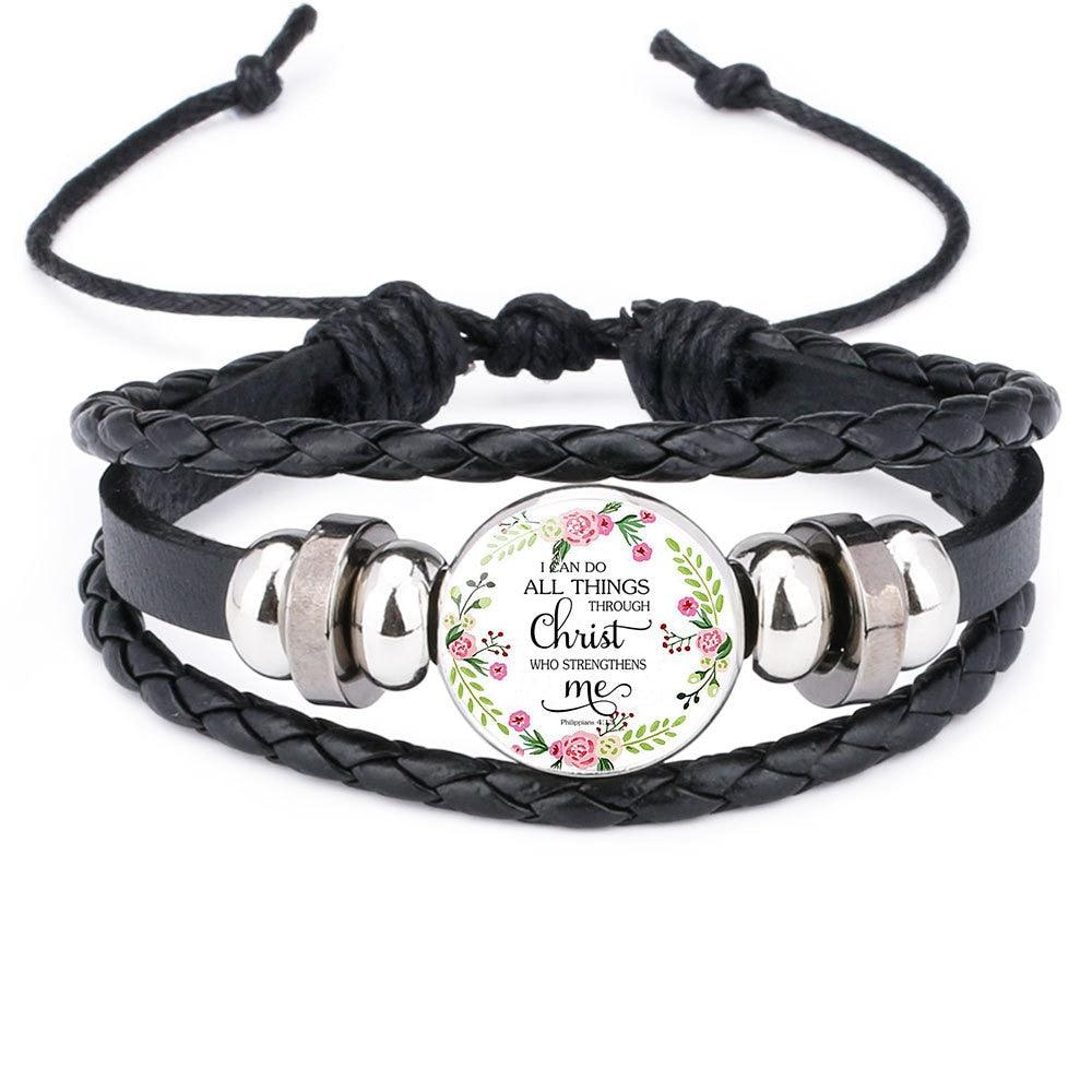 Proverbs Charm Leather Women Bracelet
