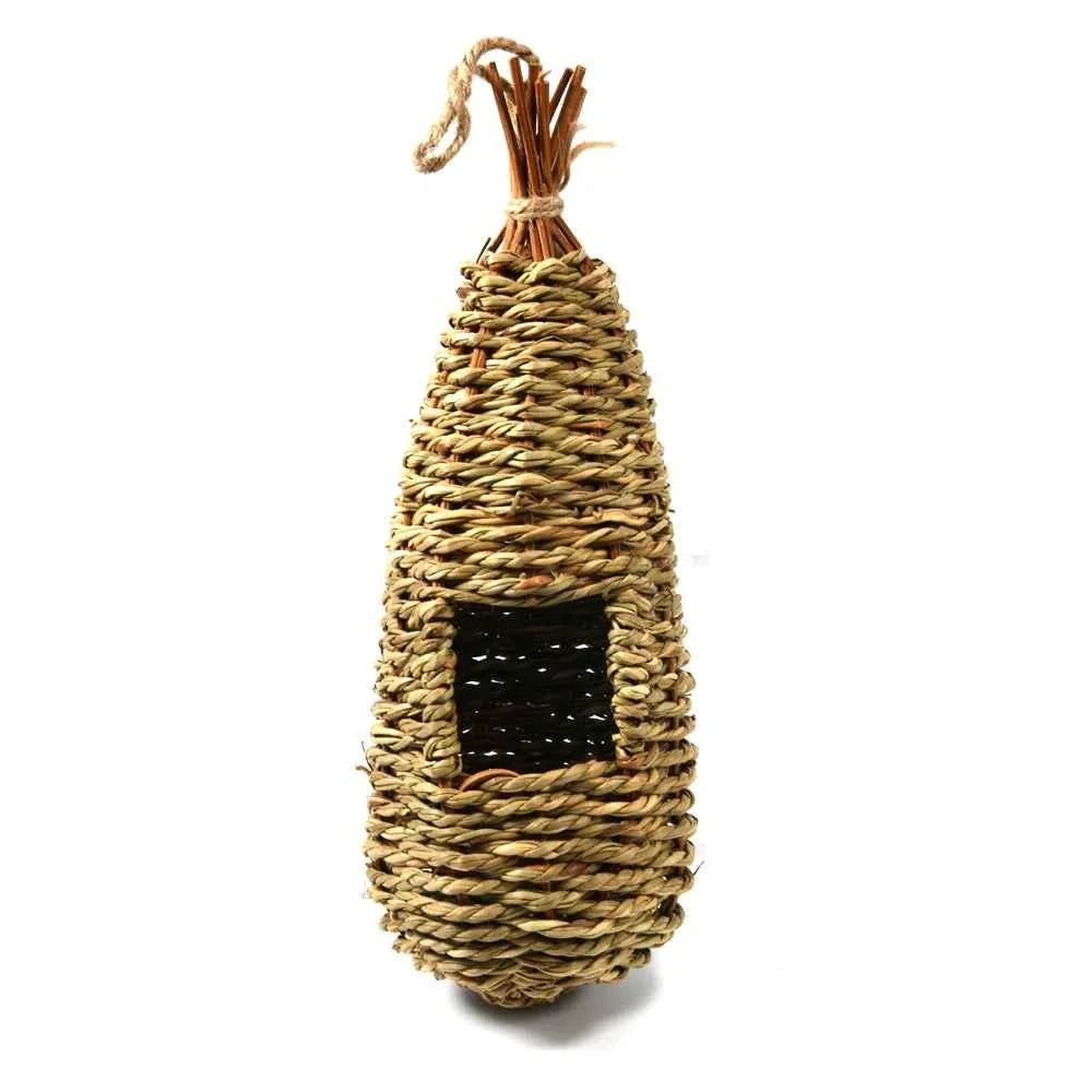 Hanging Bird House Natural Fiber Finch Bird Nest Hut Outdoor Cage Shelter Hideaway Bird Nest