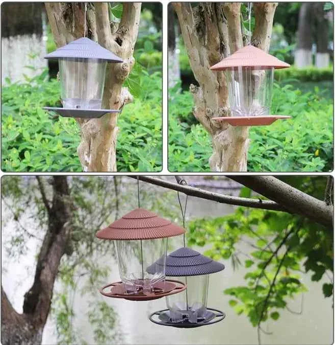 Outdoor Bird Feeding House Waterproof Gazebo Hanging Wild Bird Feeder Cage Outdoor Container With Hang Rope Bird Feeder Garden