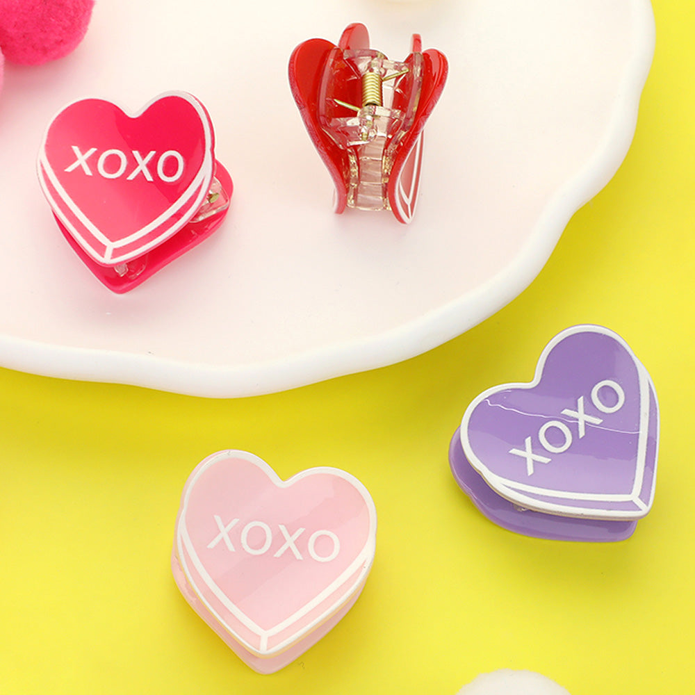 4PCS - XOXO Message Acetate Heart Hair Claw Clips
