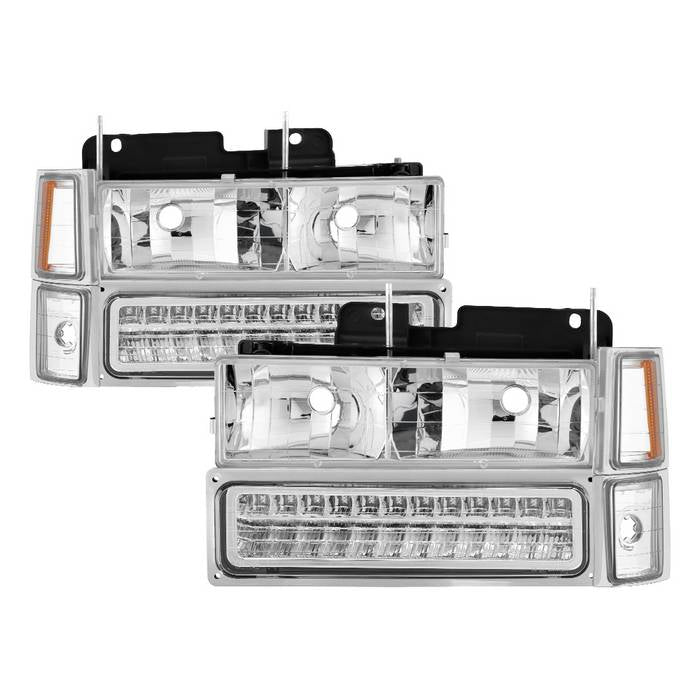 SPYDER Xtune 92-94 Blazer Full Size Corner/LED Bumper Headlights Chrome HD-JH-CCK88-LED-AM-C-SET 5069559