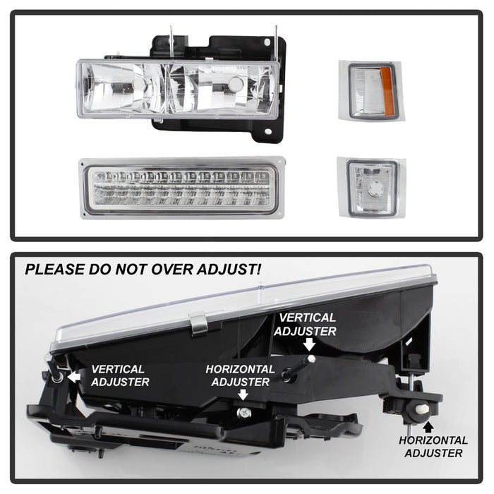 SPYDER Xtune 92-94 Blazer Full Size Corner/LED Bumper Headlights Chrome HD-JH-CCK88-LED-AM-C-SET 5069559