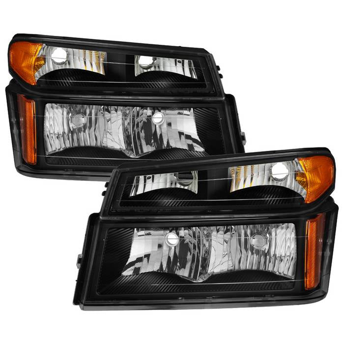 SPYDER Xtune Chevy Colorado 04-12 OEM Headlights w/ Bumper Lights Black HD-JH-CCOL04-SET-BK 9032110