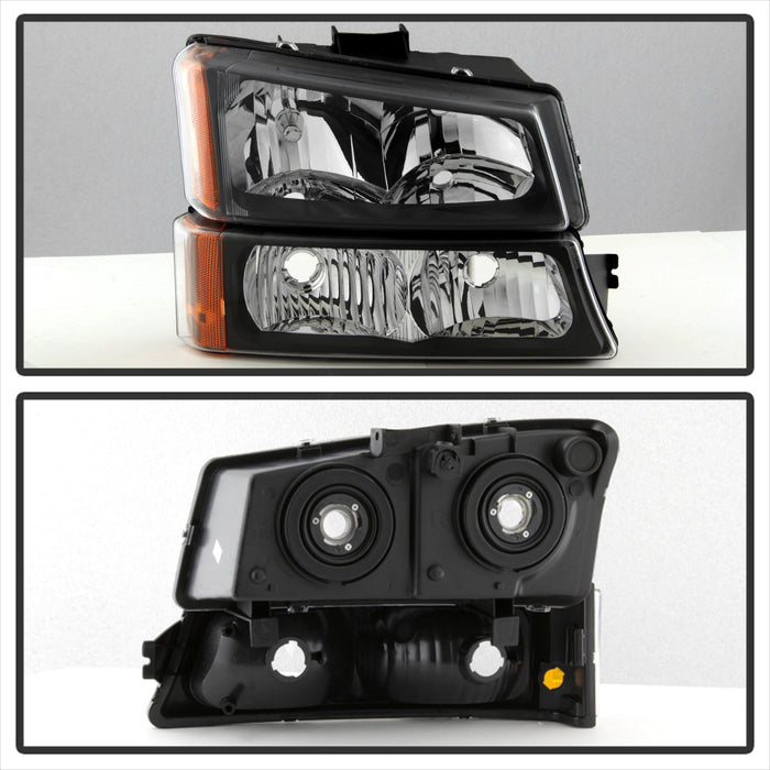 SPYDER Xtune Chevy Silverado 2500HD 03-06 Crystal Headlights w/ Bumper Lights Black HD-JH-CSIL03-AM-BK-SET 5069801