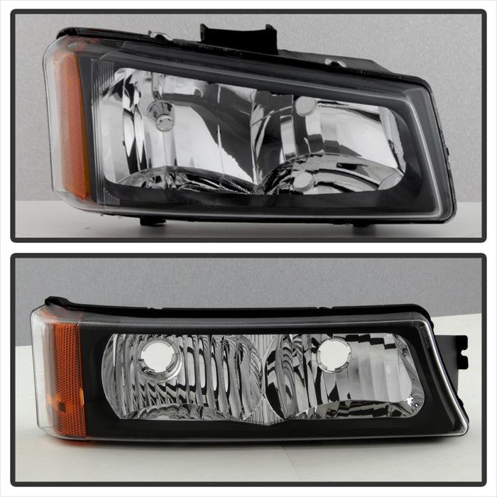 SPYDER Xtune Chevy Silverado 2500HD 03-06 Crystal Headlights w/ Bumper Lights Black HD-JH-CSIL03-AM-BK-SET 5069801