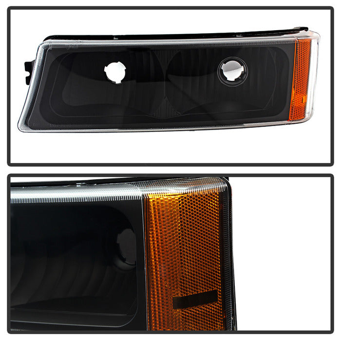 SPYDER Xtune Chevy Silverado 2500HD 03-06 Crystal Headlights w/ Bumper Lights Black HD-JH-CSIL03-AM-BK-SET 5069801