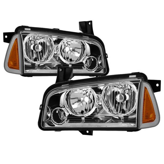 SPYDER xTune 05-10 Dodge Charger 4pc OEM Style Halogen Headlights w/Corner - Chrome (HD-JH-DCH05-SET-C) 9042393
