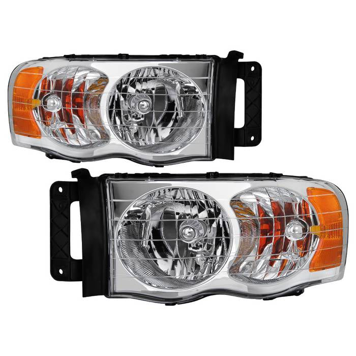 SPYDER Xtune Dodge Ram 1500 02-05 Amber Crystal Headlights Chrome HD-JH-DR02-AM-C 5064486