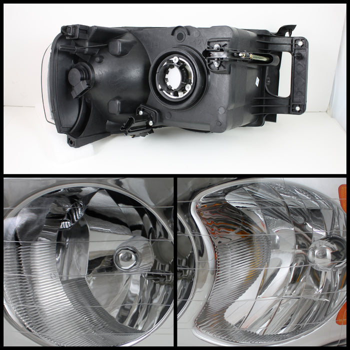 SPYDER Xtune Dodge Ram 1500 02-05 Amber Crystal Headlights Chrome HD-JH-DR02-AM-C 5064486