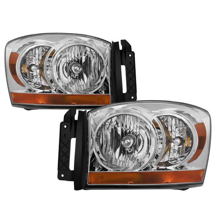 SPYDER Xtune Dodge Ram 06-08 w/ Chrome Bezel & Amber Bar Headlights Chrome HD-JH-DRAM06-AM-C 9026089