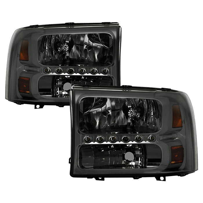 SPYDER Xtune Ford F250 F350 Super Duty 99-04 1Pc Headlights w/ LED Smoked HD-JH-FF25099-LED-SM 9026188