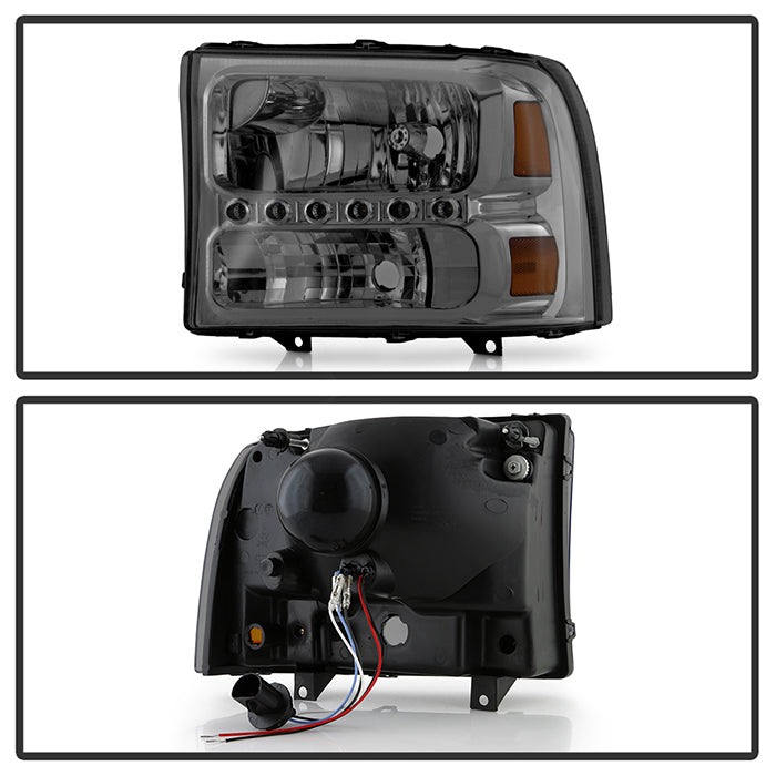 SPYDER Xtune Ford F250 F350 Super Duty 99-04 1Pc Headlights w/ LED Smoked HD-JH-FF25099-LED-SM 9026188