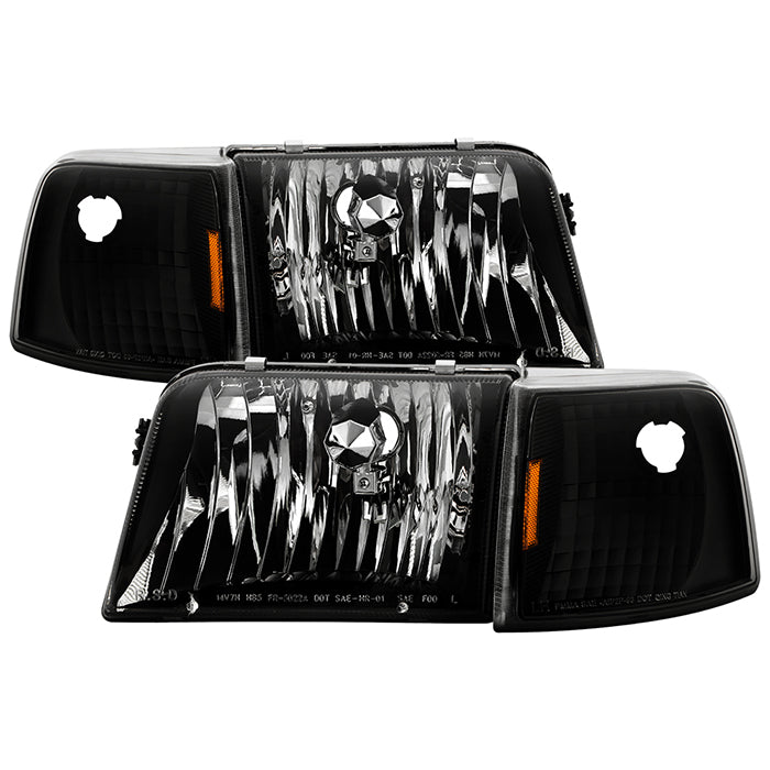 SPYDER Xtune Ford Ranger 93-97 Crystal Headlights w/ Corner Lights 4pcs Sets Black HD-JH-FR93-SET-BK 9029363