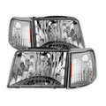 SPYDER Xtune Ford Ranger 93-97 Crystal Headlights w/ Corner Lights 4pcs Sets Chrome HD-JH-FR93-SET-C 9029370