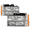 SPYDER Xtune GMC Yukon 92-93 Crystal Headlights w/ Corner & Bumper Chrome HD-JH-GMCCK88-AM-C-SET 5077424