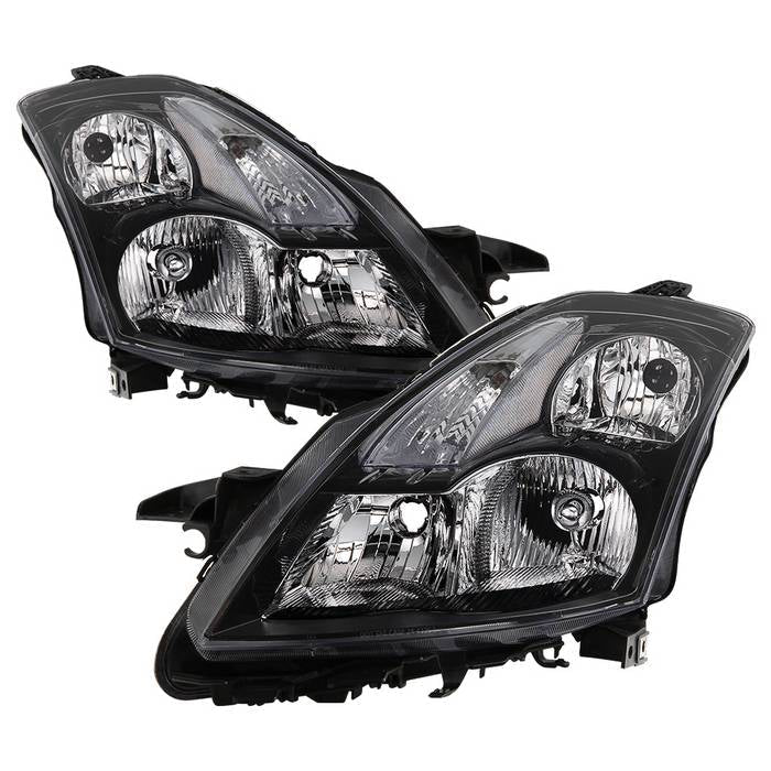 SPYDER xTune 07-09 Nissan Altima Sedan Crystal Headlights (Halogen Models Only) -Black HD-JH-NA07-AM-SSM-BK 9940859