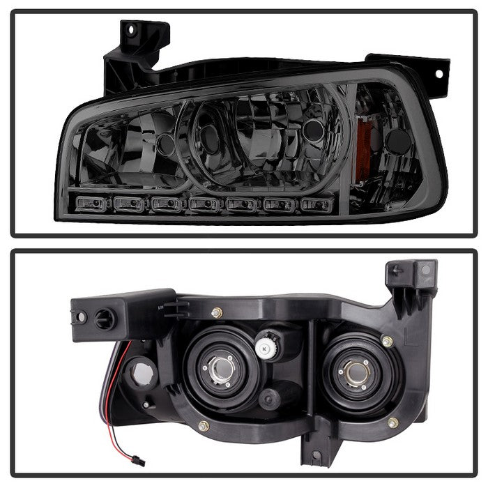 SPYDER Xtune Dodge Charger 06-10 1Pc LED Crystal Headlights Smoke HD-ON-DCH05-1PC-LED-SM 5017642