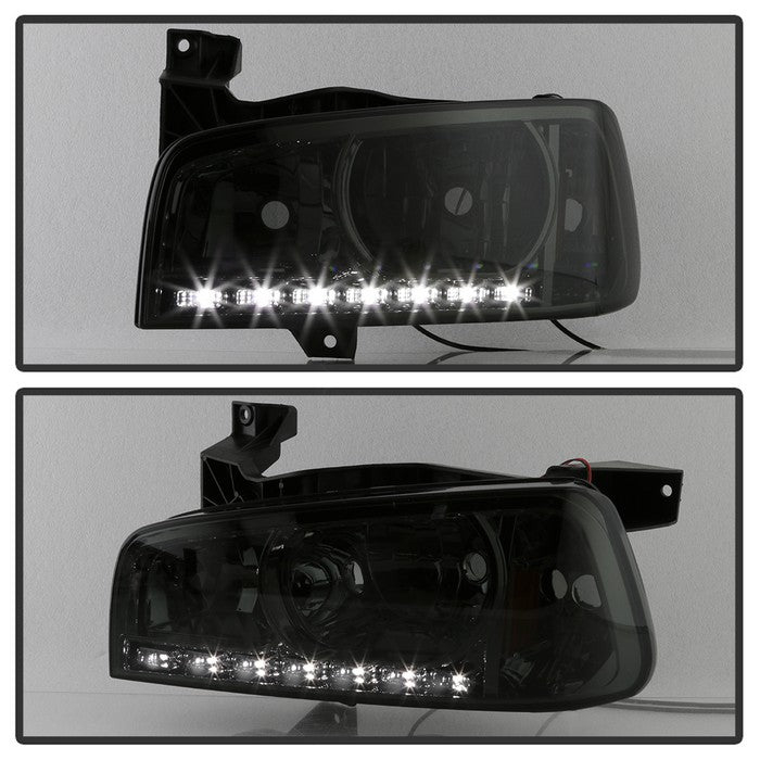 SPYDER Xtune Dodge Charger 06-10 1Pc LED Crystal Headlights Smoke HD-ON-DCH05-1PC-LED-SM 5017642