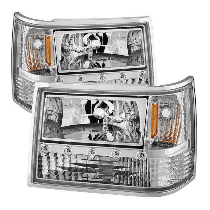 SPYDER Xtune Jeep Grand Cherokee 93-98 1Pc Crystal Headlights Chrome HD-ON-JGC93-1PC-LED-C 5017659
