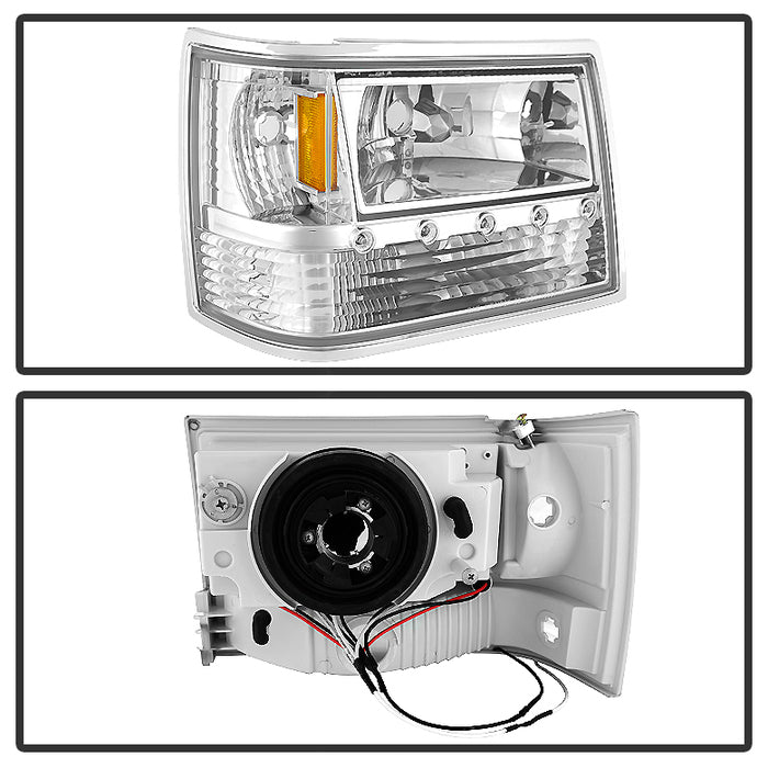 SPYDER Xtune Jeep Grand Cherokee 93-98 1Pc Crystal Headlights Chrome HD-ON-JGC93-1PC-LED-C 5017659