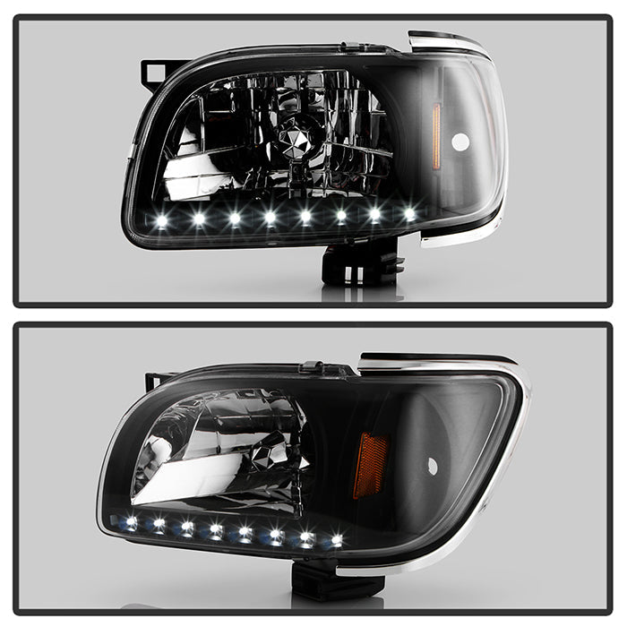 SPYDER Xtune Toyota Tacoma 01-04 1 Piece w/ Chrome Trim Crystal Headlights Black HD-ON-TT01-1PC-LED-CC-BK 5056221