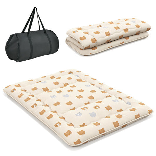 Foldable Futon Mattress with Washable Cover and Carry Bag for Camping-Full Size